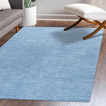 Haze Solid Low-pile Area Rug Classic Blue